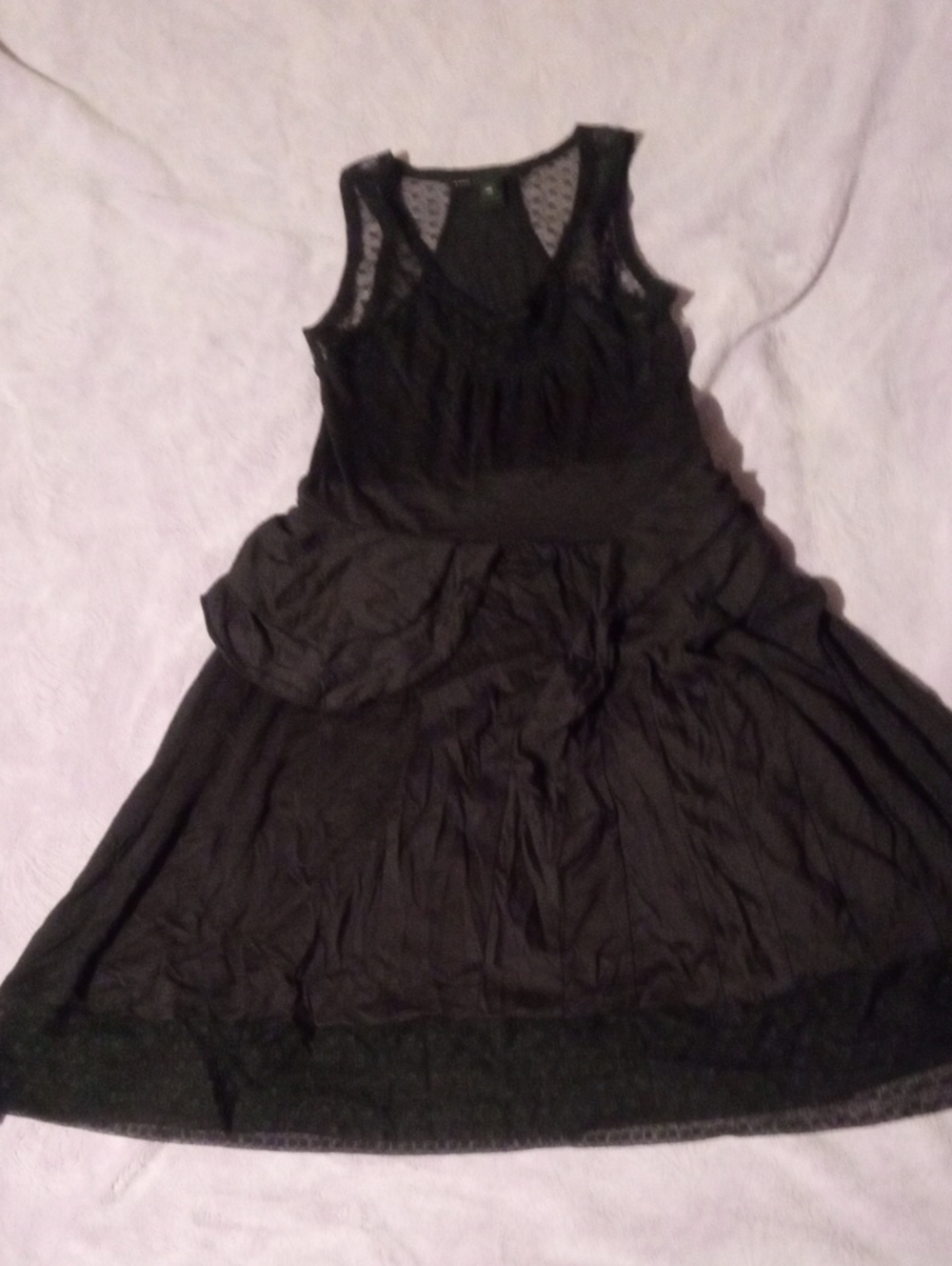 Marc By Marc Jacobs Black Sleeveless Lace Yoke Midi Dress with A-Line Skirt